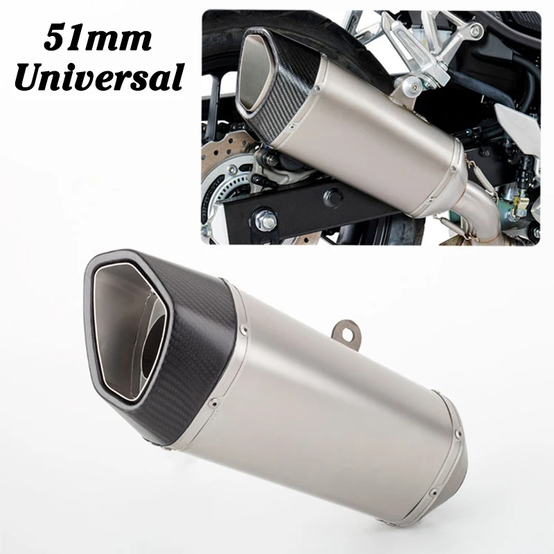 

51mm Motorcycle Exhaust Muffler 405mm Big Pipe Stainless Steel Carbon Fiber 600CC For Yamahaa R1 R6 R3 FZ1N FZ8N ER6N