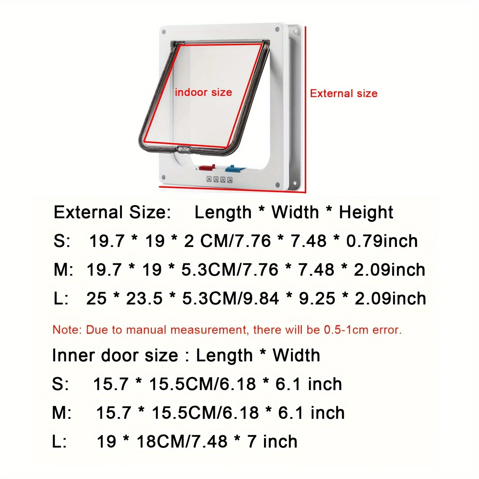 Pet Door Cat Door Flap Cat Door For Interior Exterior Doors, Easy Installation Dog Door