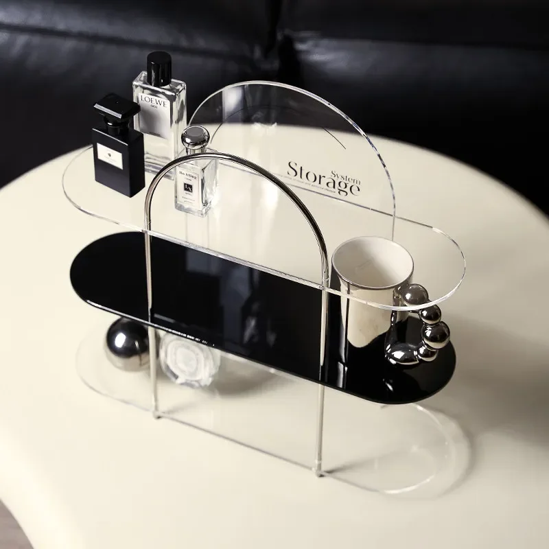Minimalist Acrylic & Metal Display Shelf, Organizer for Perfumes, Cosmetics, Cups  Modern Bedroom Desktop Showcase Stand