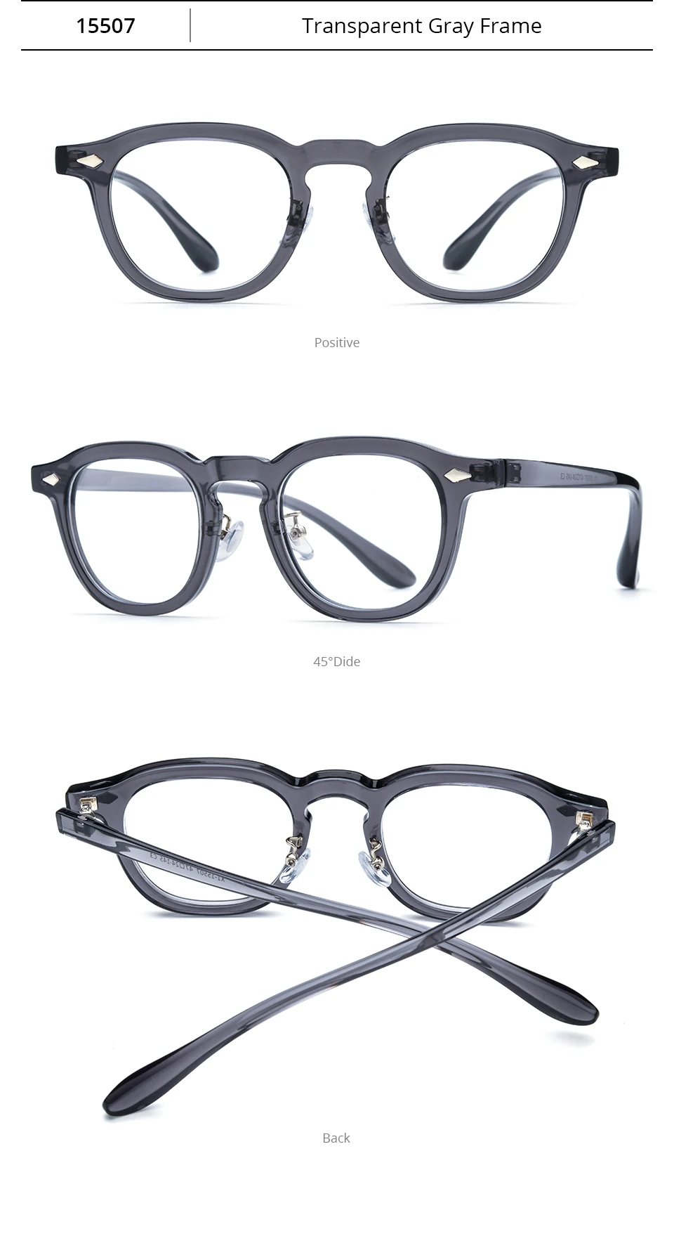 NIANZHEN Acetat-Brillengestell für Herren, Neue Quadratische Markendesign-Brille für Damen, Retro Vintage Brillen, Johnny Depp Brillen 5507 – Detail 7