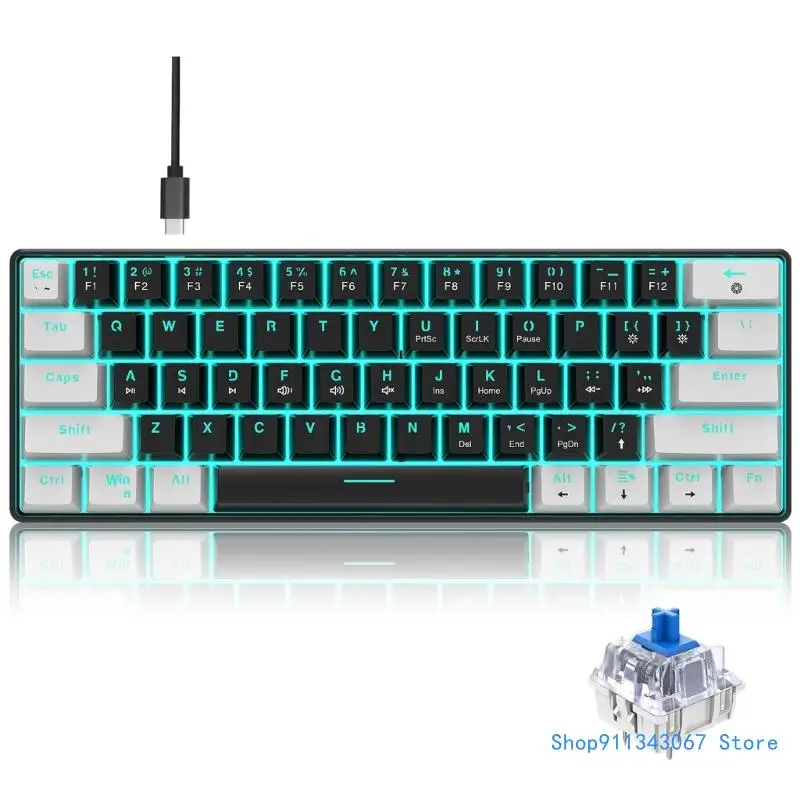 

Ergonomic Keyboard USB Wire 61 Keys Mechanical Keyboard USB Wire RGB Backlit Gaming Keyboard USB Wire Keypad Drop shipping