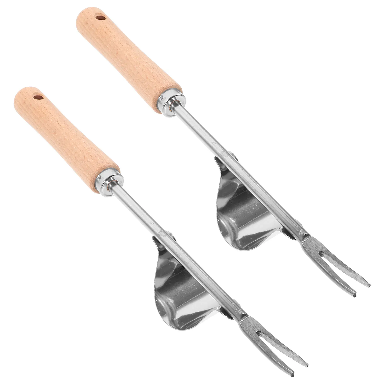 

2pcs Stainless Steel Weeding Fork Shovel Durable Garden Tool Weed Extractor Portable Handheld Lawn Care Gardening