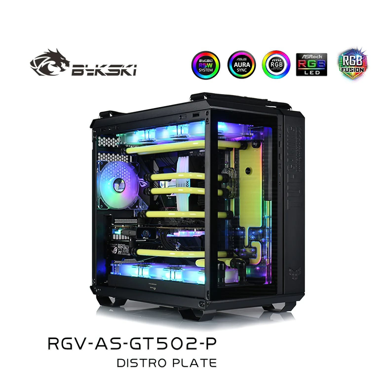 Imagem -05 - Bykski Rgb Distro Placa de Resfriamento Água Reservatório para Asus Tuf Gaming Gt502 Rgv-as-gt502-p