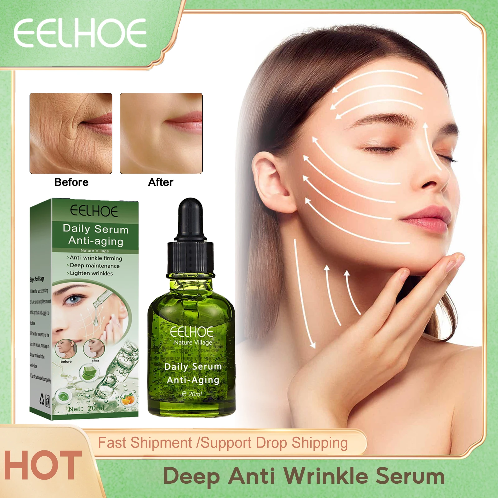 

Wrinkle Remover Face Serum Lifting Firming Anti-Aging Brighten Moisturizing Smooth Fine Lines Pore Shrinking Serum Skin Care