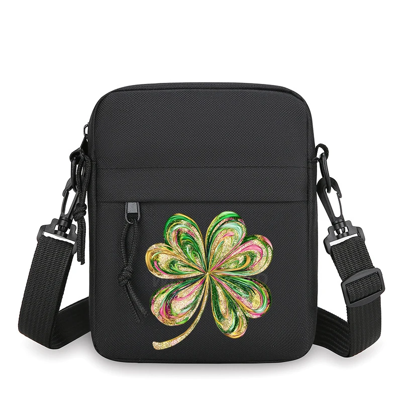 Men Women St. Patrick's Day Casual Oxford Shoulder Bag Vintage Clover Print Saint Patrick Small Crossbody Bag Festival Gifts