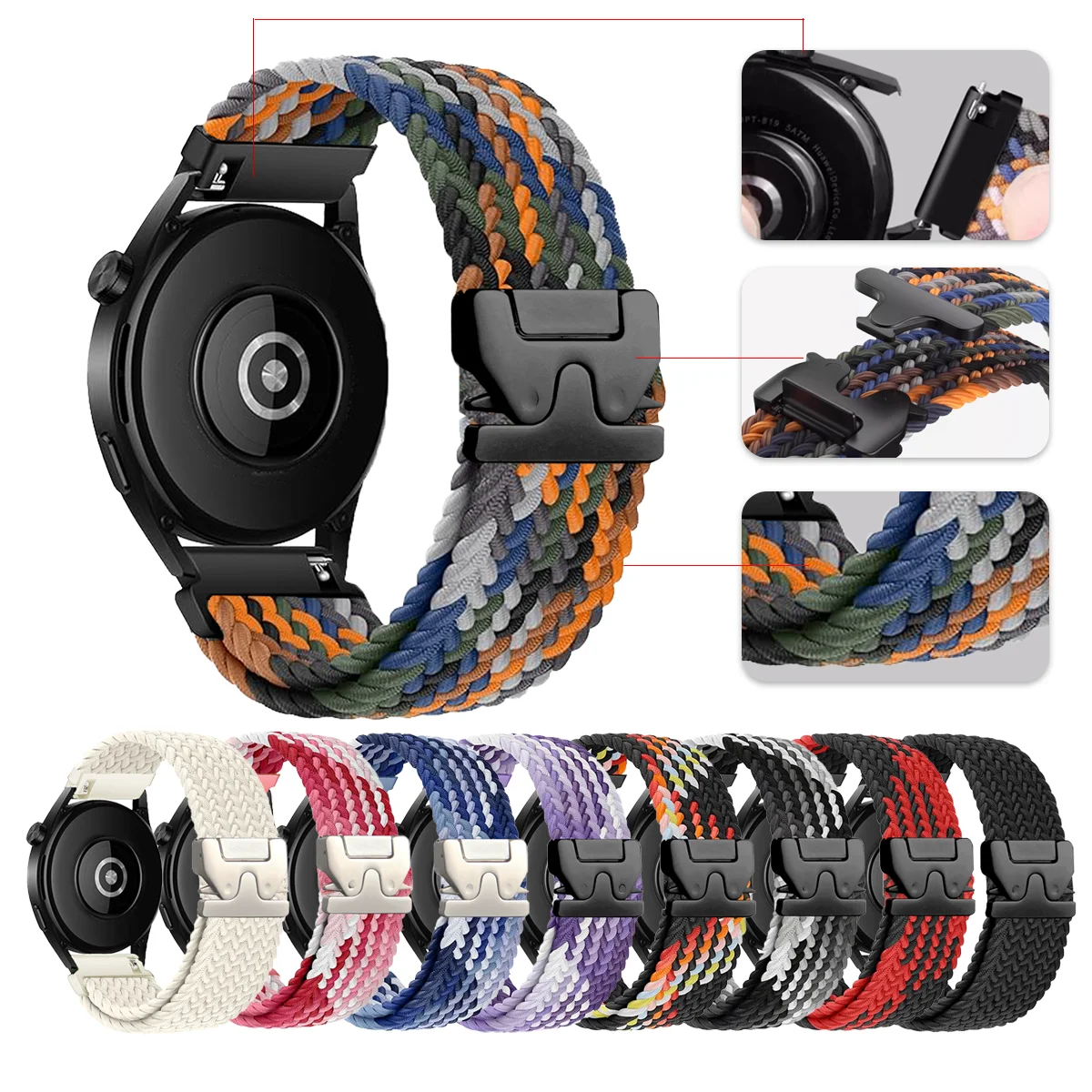 �y�Z�[�����z18/20/22mm ���߉\�ȕґg�X�g���b�v Huawei GT 6/5/4/2/Watch 5/Garmin Fenix 7/Forerunner 265/255/Venu 3 �����p���v�o���h