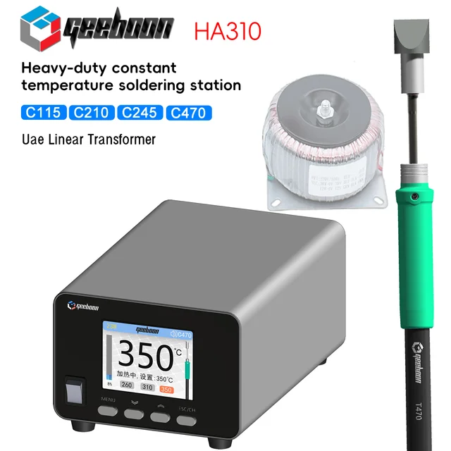 GEEBOON 350W HA310 Wytrzymała stacja lutownicza ze stałą temperaturą Uae Transformator liniowy C470C245