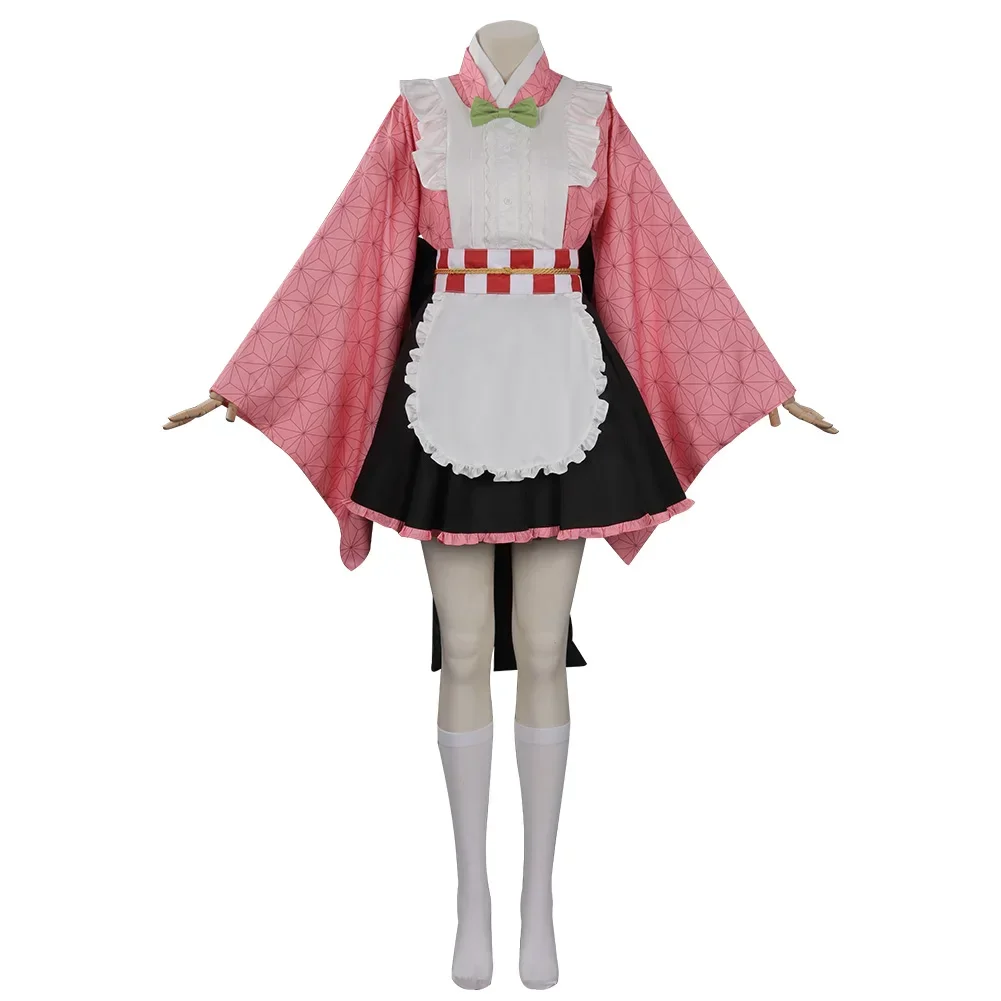 Role Play Kamado Nezuko Cosplay Costume Maid Dress Outfits Halloween Carnival Suit