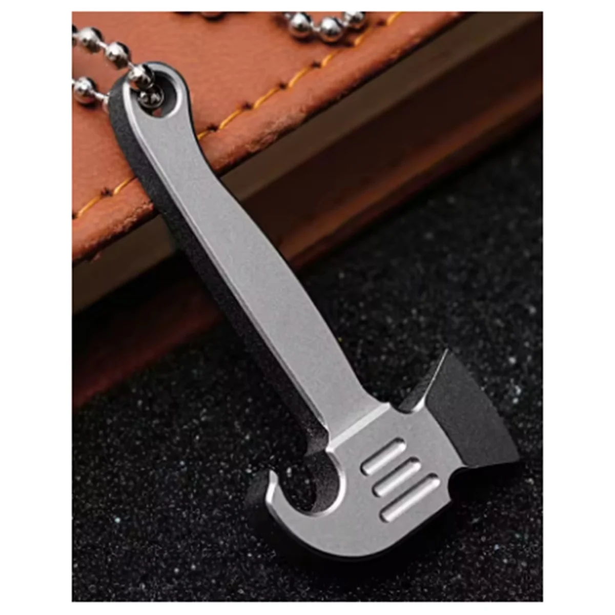 

New-Design Titanium Alloy Crowbar Necklace Keychain with Bottle Opener