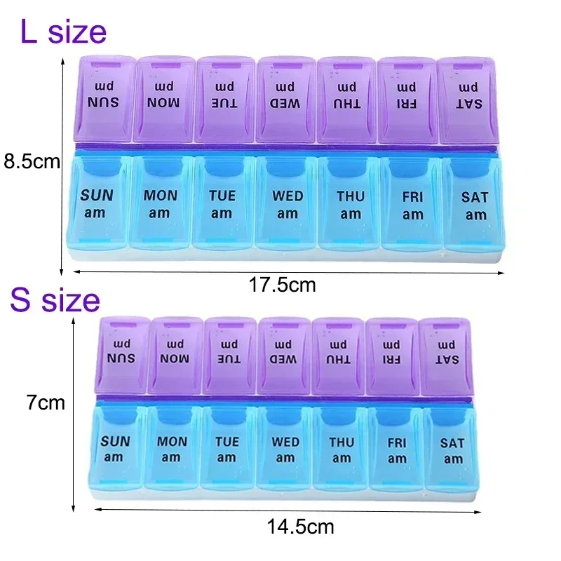 Weekly 14 Grids 7 Days Pill Box Portable Travel Cases Organizer Pill Container Storage Tablets Vitamin Medicine Box