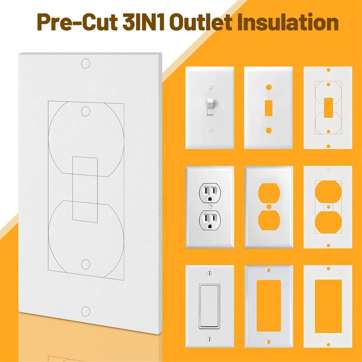 A99U Outlet Insulators Draft Sealers, 100Pcs Electrical Outlet Insulation Pads, EVA Foam Gasket for Wall, Switch Socket Cover