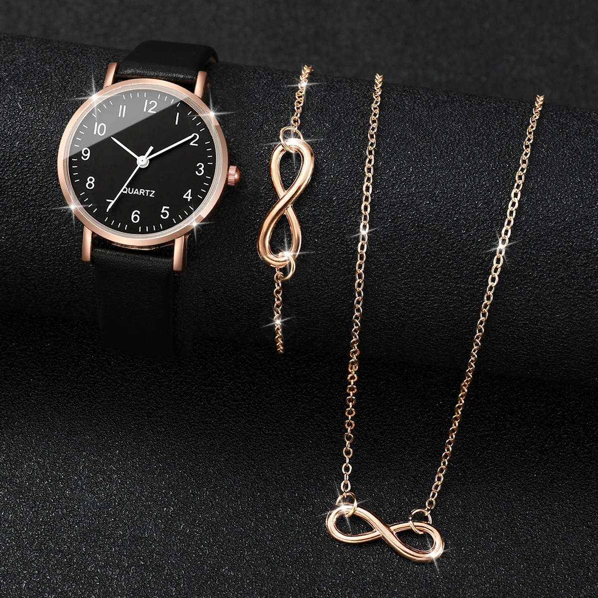 3 stks/set mode dameshorloge veelzijdig casual digitale wijzerplaat quartz horloge met ketting armband set