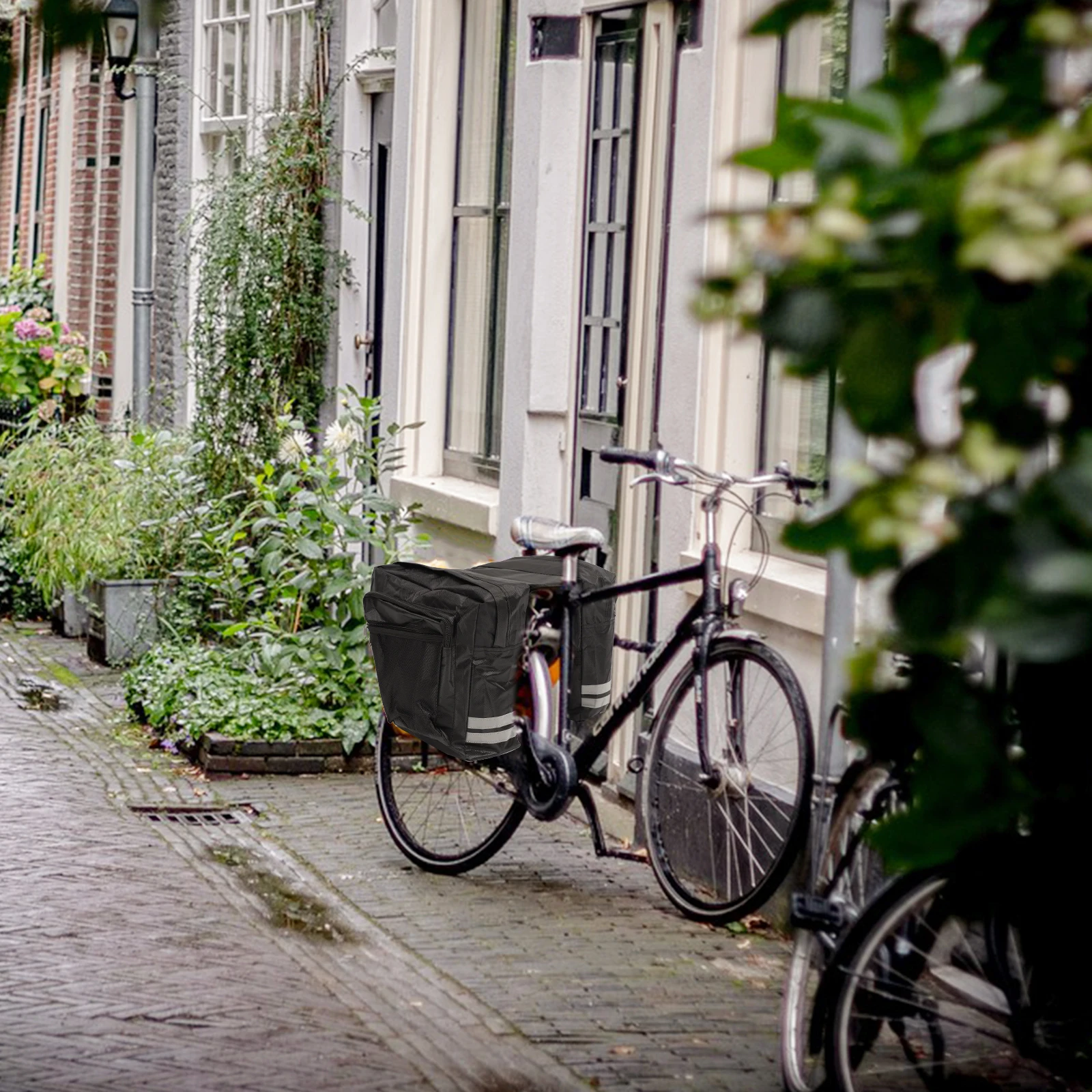 

Bike Rear Shelf Bag Large Capacity Dual Carry Panniers Easy Install Detachable Mesh Pocket Cycling Backseat Storage Bag