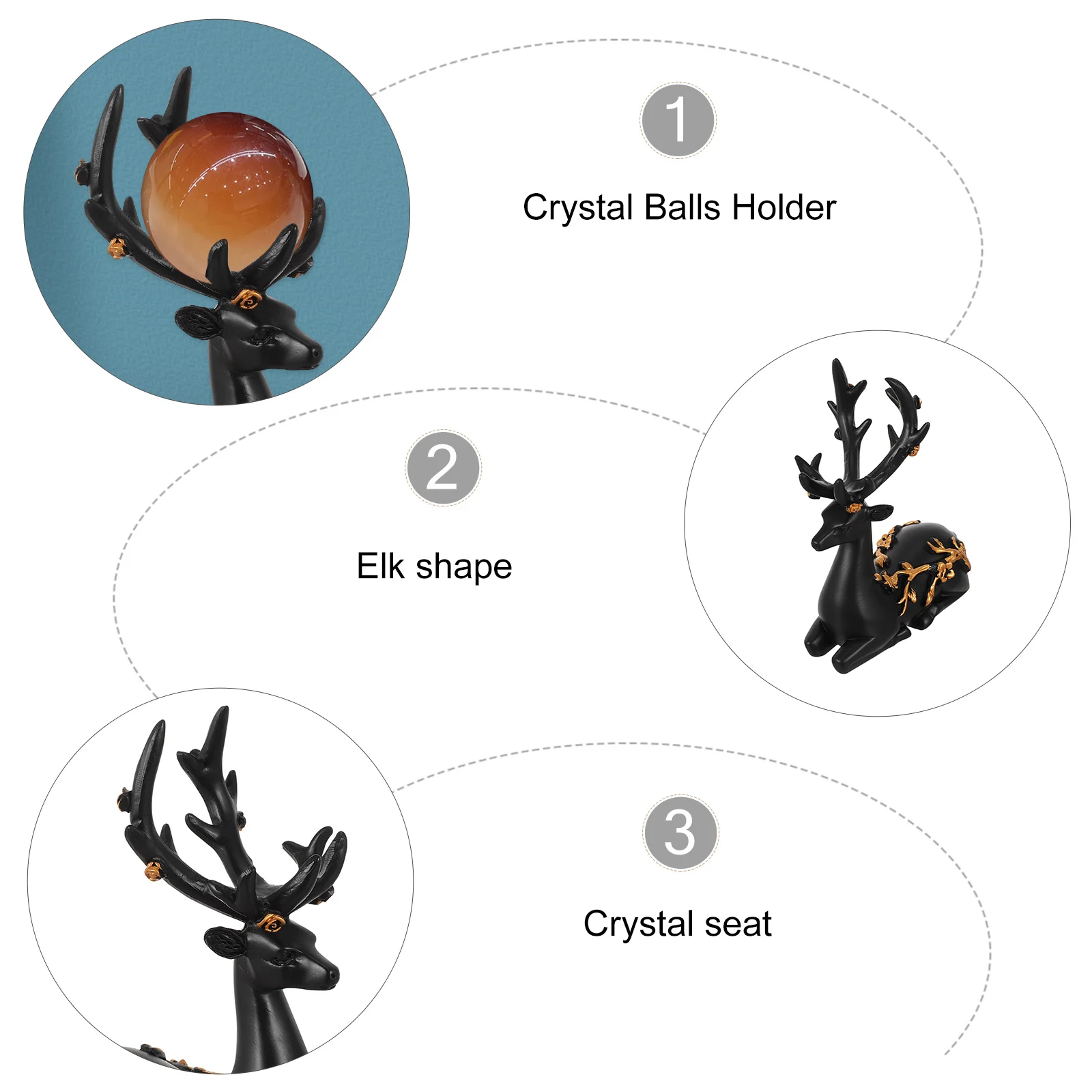 

1Pcs Elk Shape Crystal Balls Base Vintage Resin Stand for Home Decor Small Exquisite Table Display Holder for Crystal Ball Jade
