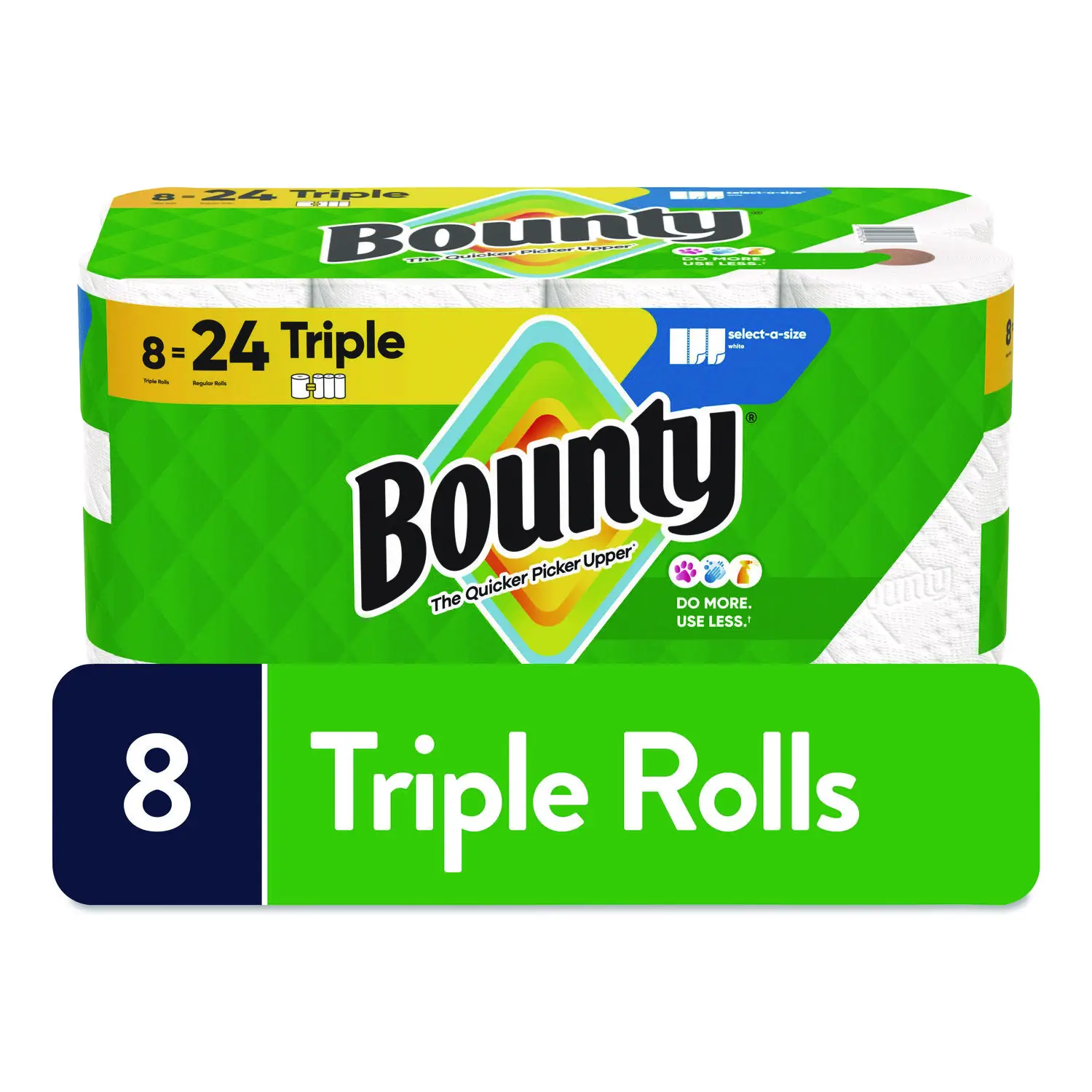 

Набор из 8 рулонов кухонных бумажных полотенец Bounty Select-a-Size, 2-слойные, белые, 6 x 11, тройного размера, 123 листа в рулоне