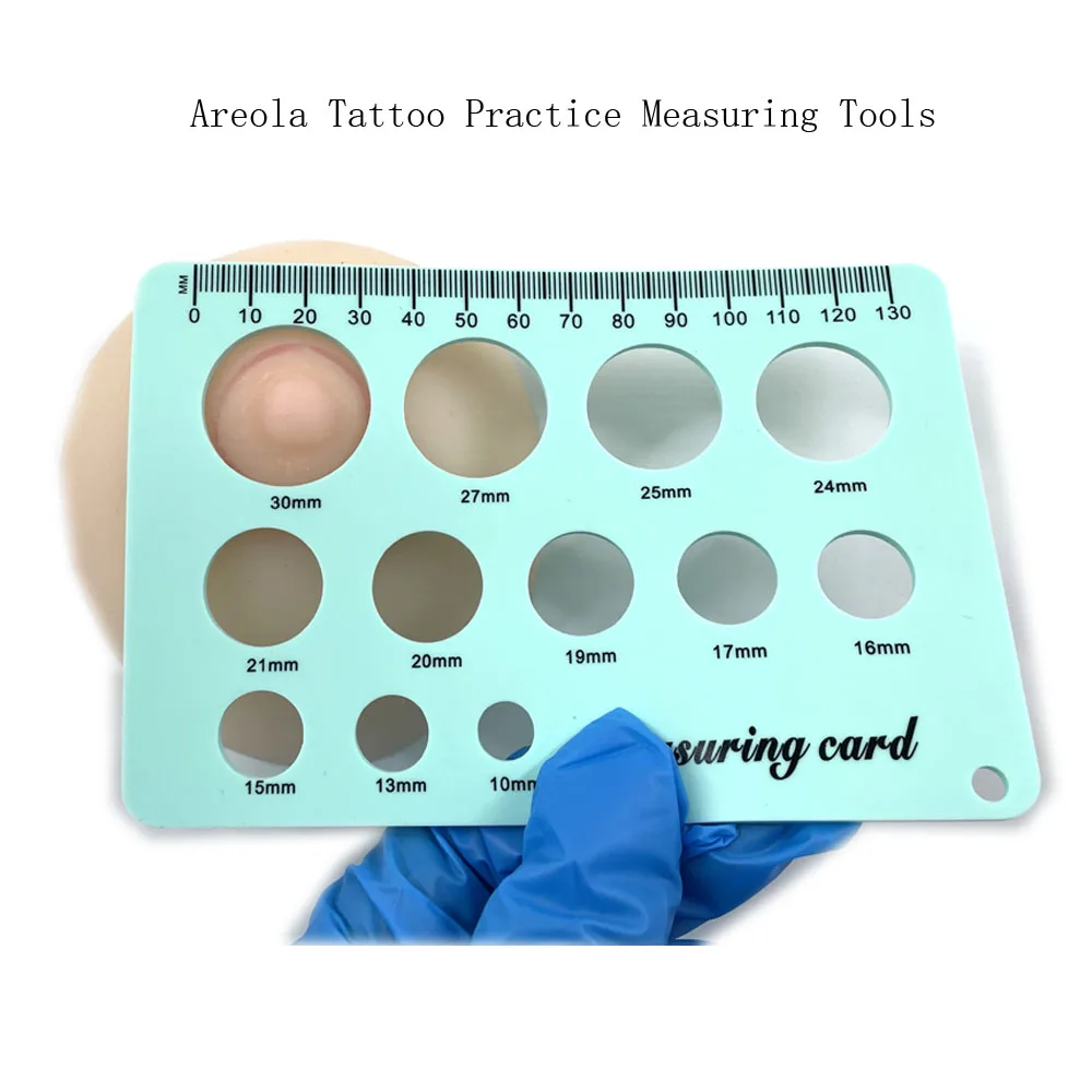 Newest 3D Areola Tattoo Practice Silicone Measuring Tools Kit for Permanent Makeup Areola and Nipple Micropigmentation Training