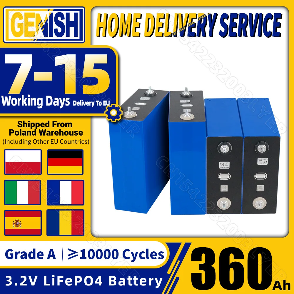 الصف أ 3.2 فولت PWOD LiFePO4 360Ah بطارية LFP 10000 دورات قابلة للشحن لتقوم بها بنفسك 12 فولت 24 فولت 48 فولت ل RV EV التخييم البطاريات الشمسية حزمة فان