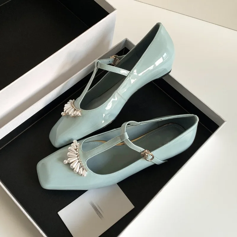 

Shoes for Women Fashion Designer Women Sandal Patent Leather Mary Jane Shoes Shallow Mouth Flats Loafers Sandals Sandalias Mujer