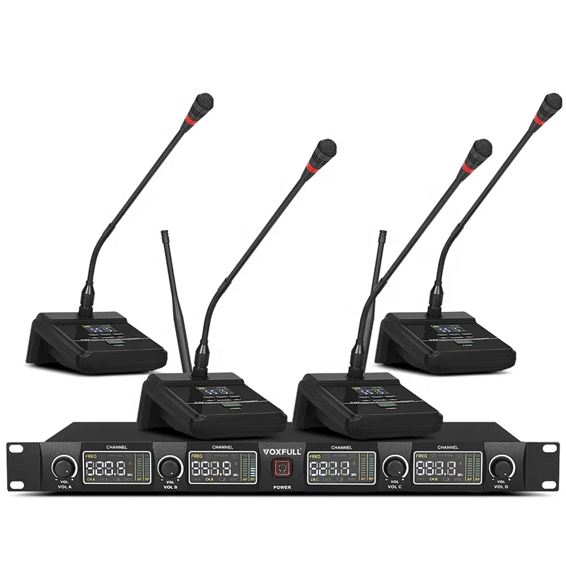 4 channel wireless karaoke Microphone Professional with handheld lavaliar headset and conference For party speech KTV church