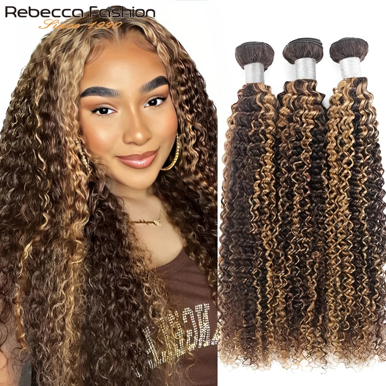 

P4/27 Выделите Джерри Вьющиеся человеческие волосы Плетение пучков Кудрявые вьющиеся медовые блондинки Пучки бразильских необработанных волос Человеческие волосы