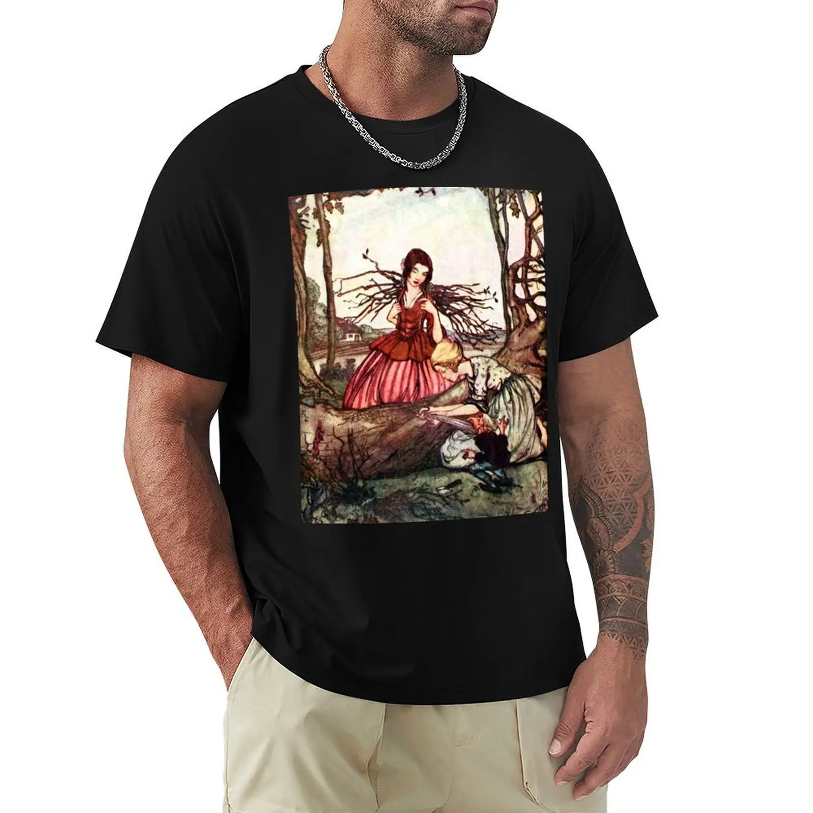 

Snow White and Rose Red - Grimm Brothers - Rie Cramer T-Shirt man clothes Personalized t-shirt mens t shirt