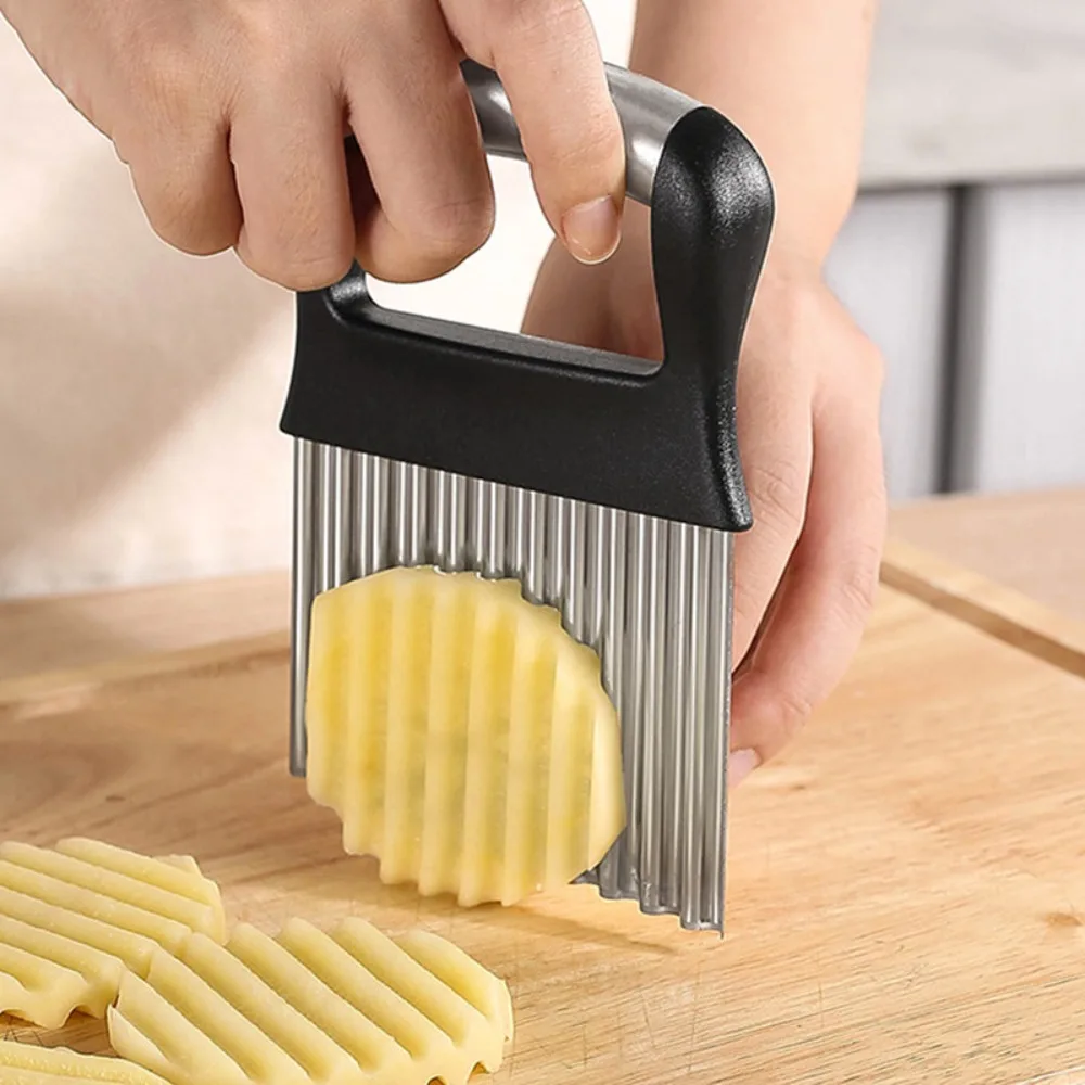Practical Manual Wave Potato Cutter Sharp Hard Wavy Chopper Stainless Steel Crinkle Cutter Fast Food Restaurant