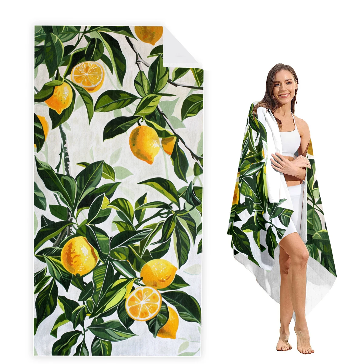 Lemon Beach Towel Oversized,Super Absorbent Sand Free Thick Microfiber Beach Towel,Beach Towels for Kids,Men,Women,Girls,Boys