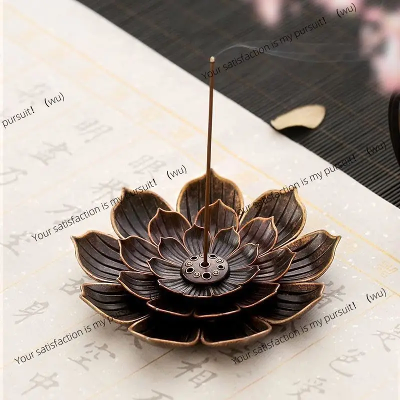 Alloy Incense Burner Stick Holder Buddhism Lotus Line Incense plate Sandalwood Coil Base Temples Yoga Studios Home Decoration