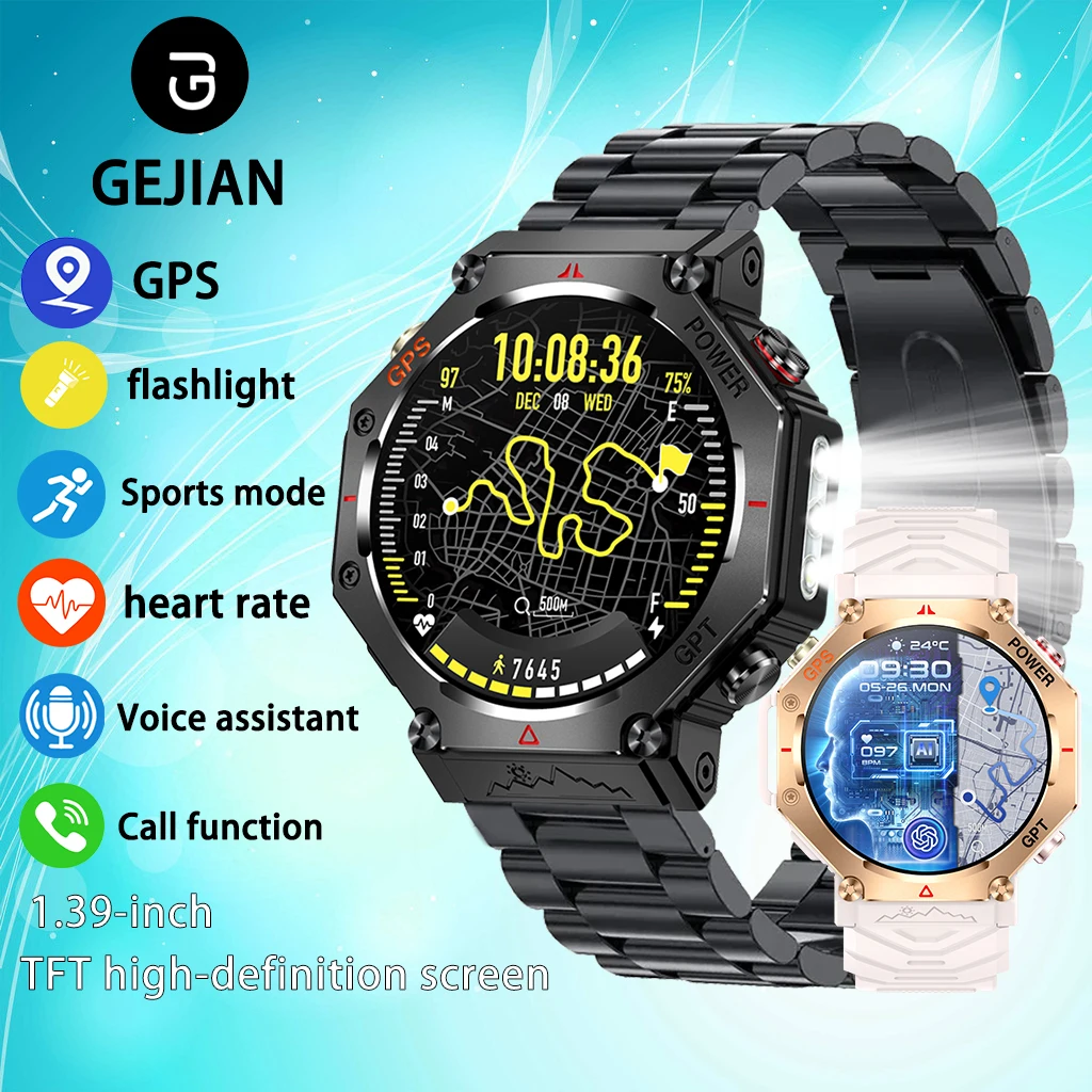 GEJIAN Nuovo orologio da uomo Smart Phone 5.3 con torcia incorporata + 100 modalità sportive Funzione di conteggio dei passi Nuovo orologio da esterno