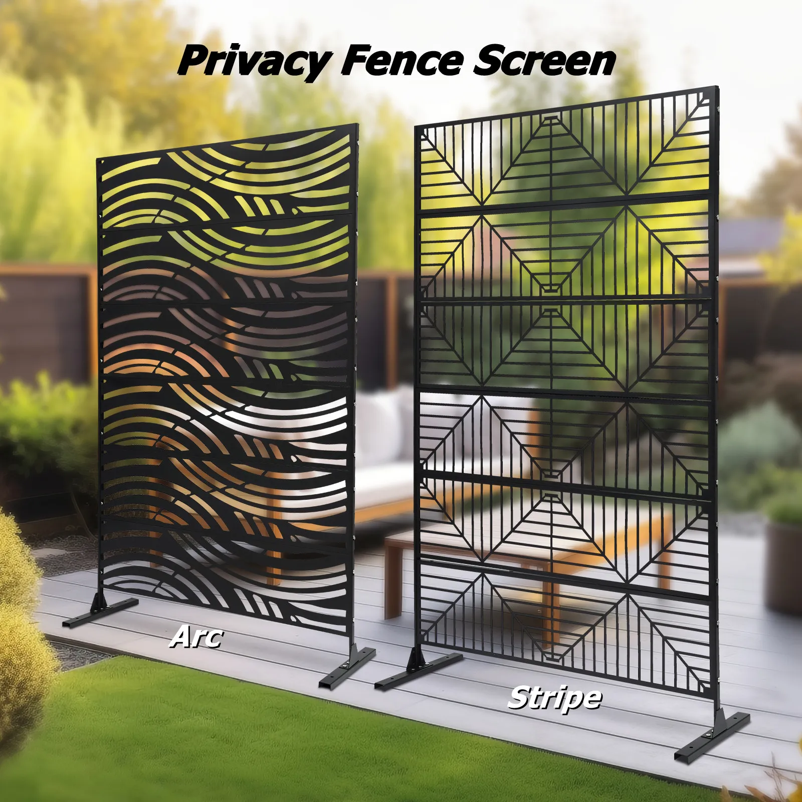 

Metal Privacy Screens and Panels Freestanding Decorative Room Divider for Balcony Deck Garden Backyard Patio