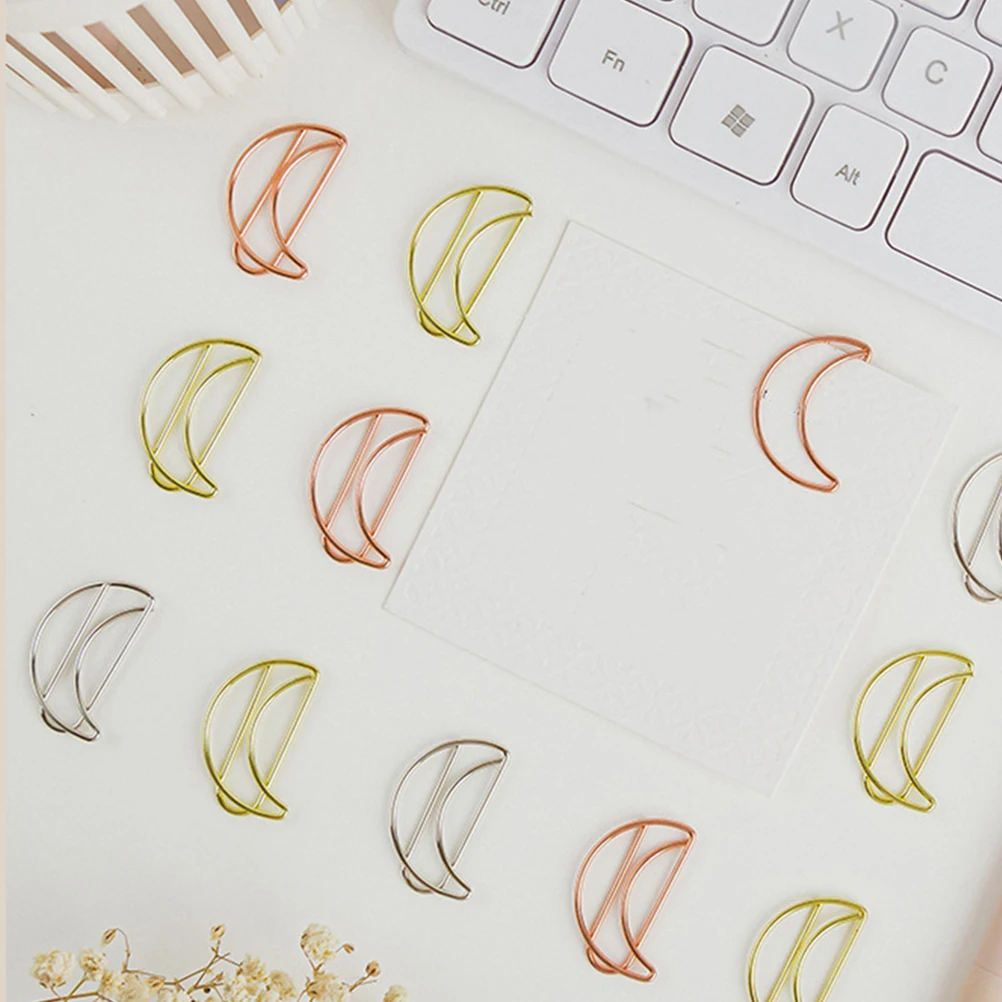 

30pcs Moon Shaped Paper Clip Bookmark Colorful Bookmarker Clips Decorative Binder for Office Home School Use Reading Marker