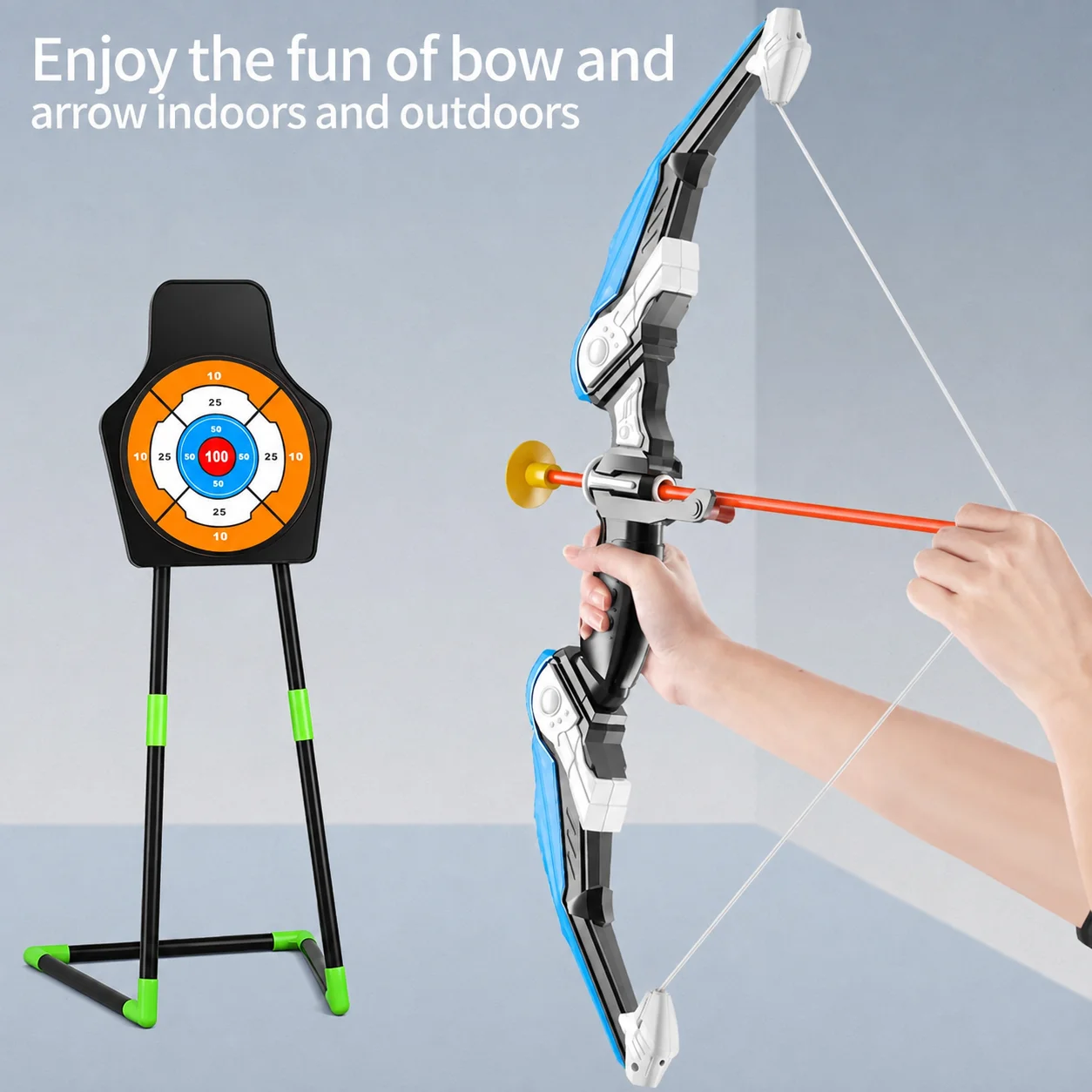 Archery Set Includes a Target, 8 Arrows, and a Barrel, Suitable for Children over 3 Years Old, No Battery Requirement, Suitable for Indoor and Outdoor Shooting Games, Competitions, Christmas and Birthday Gifts