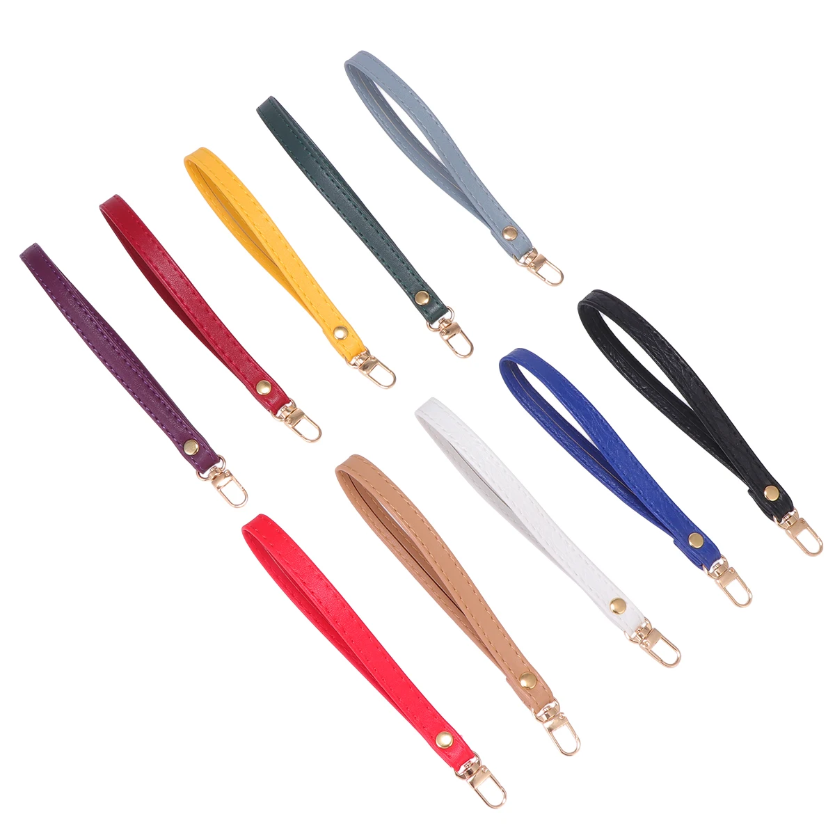 

10pcs Handbag Strap Wristlet Keychain White Replacement PU Crossbody Purse Wrist Lanyards Hardware Clutch Rope Straps