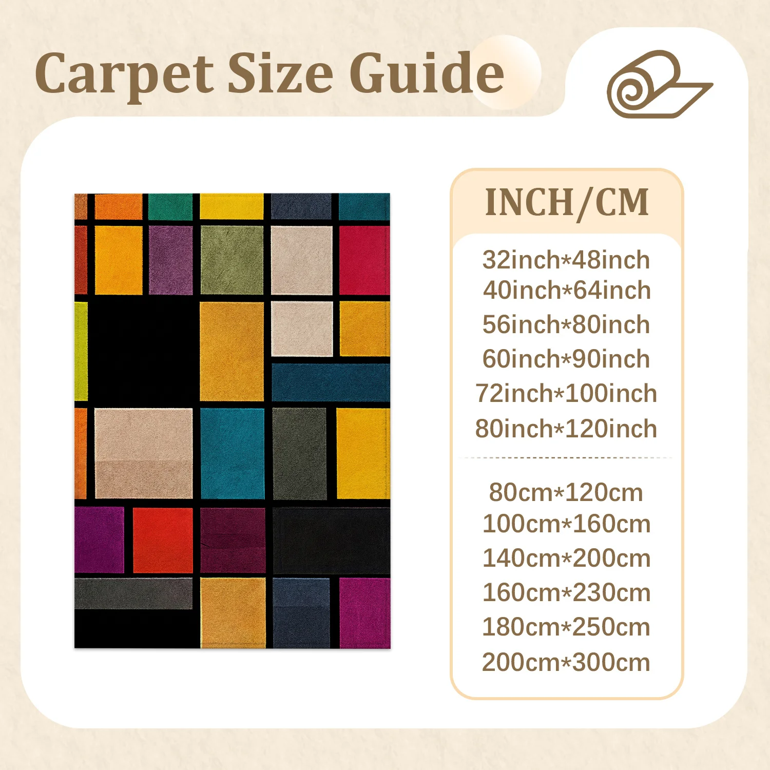 Large Indoor Area Rug, Soft Velvet Low Pile Rug with Non-slip Dotted Backing, Machine Washable Modern Geometric Color Block Rug for Living Room, Bedroom, Multicolor Mosaic Floor Mat for Home Decor
