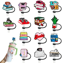 Straw Cover Cap Book I Love Reading Accessories for Mug,10mm Silicone Straw Cap Drinking Dustproof Plug,Reusable Straw Topper