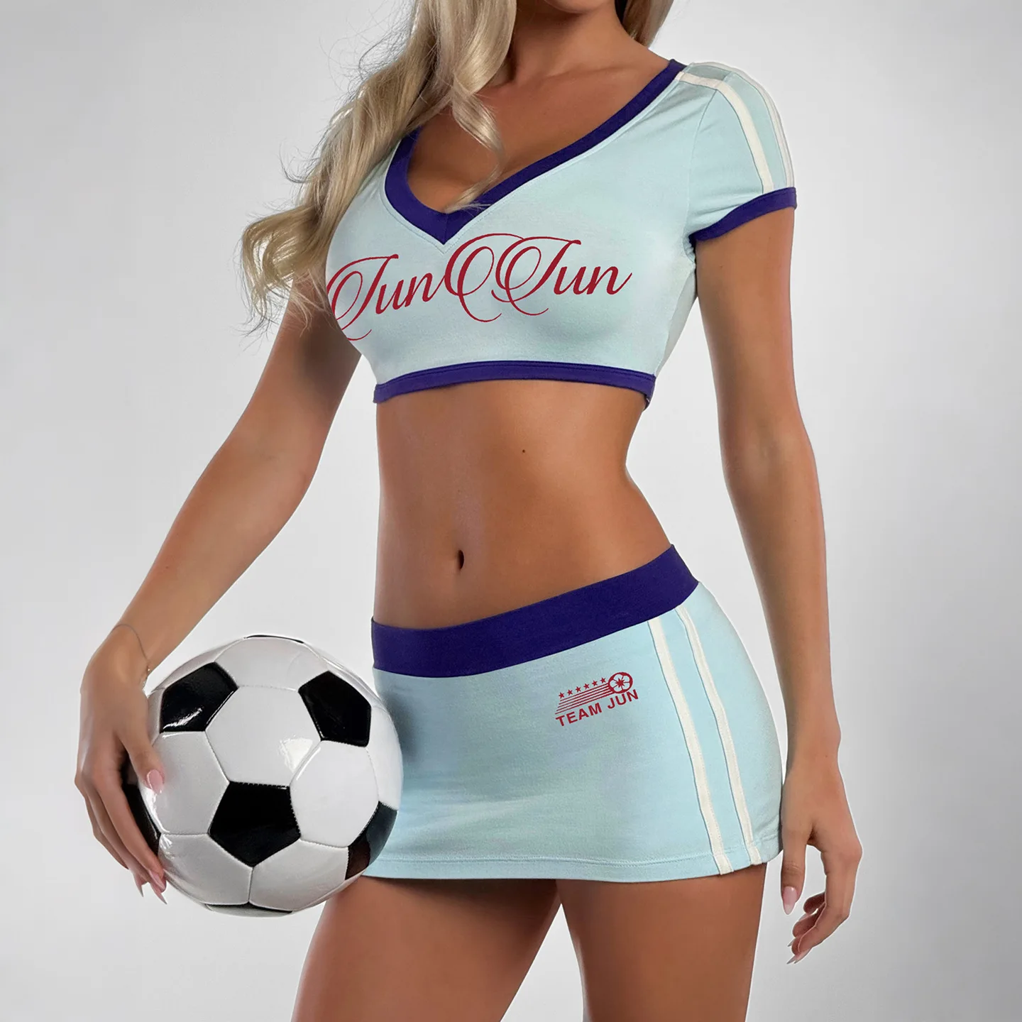 

Sexy Skirtpant Football Two Piece Sets 2026 Summer Worldcup Clothes Women T Shirts Crop Tops 2 Piece Set Outfit