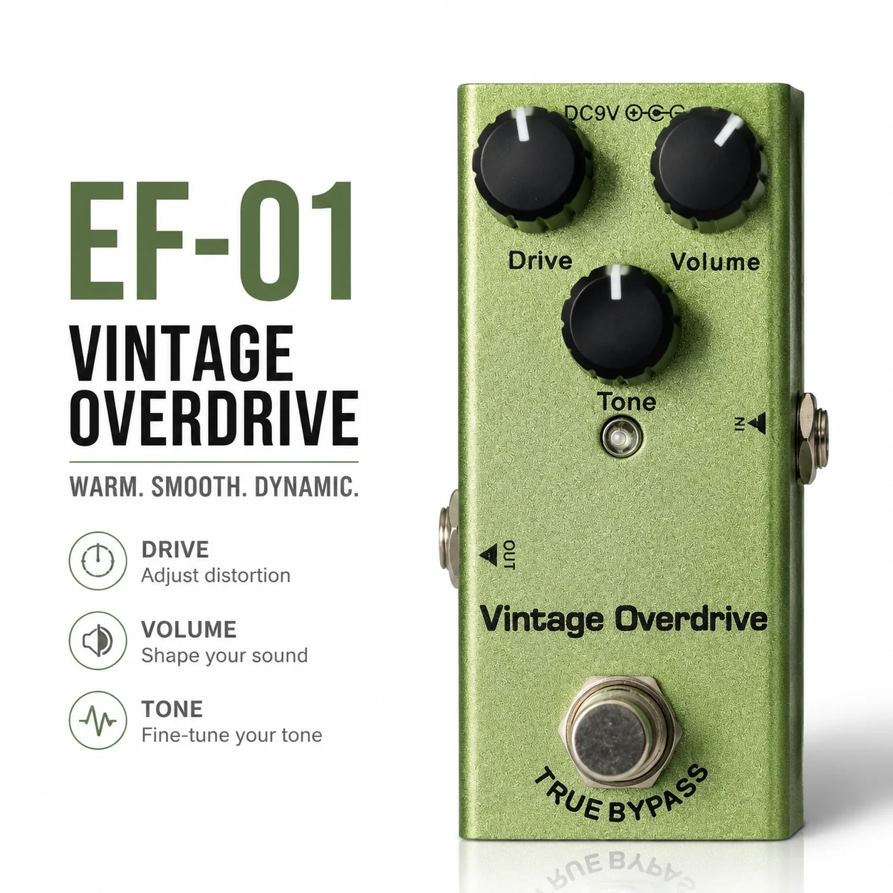 Electric guitar pedal, classic pedal, disconnected, soft retro overdrive, pedal guitar comprehensive effects, guitar effects