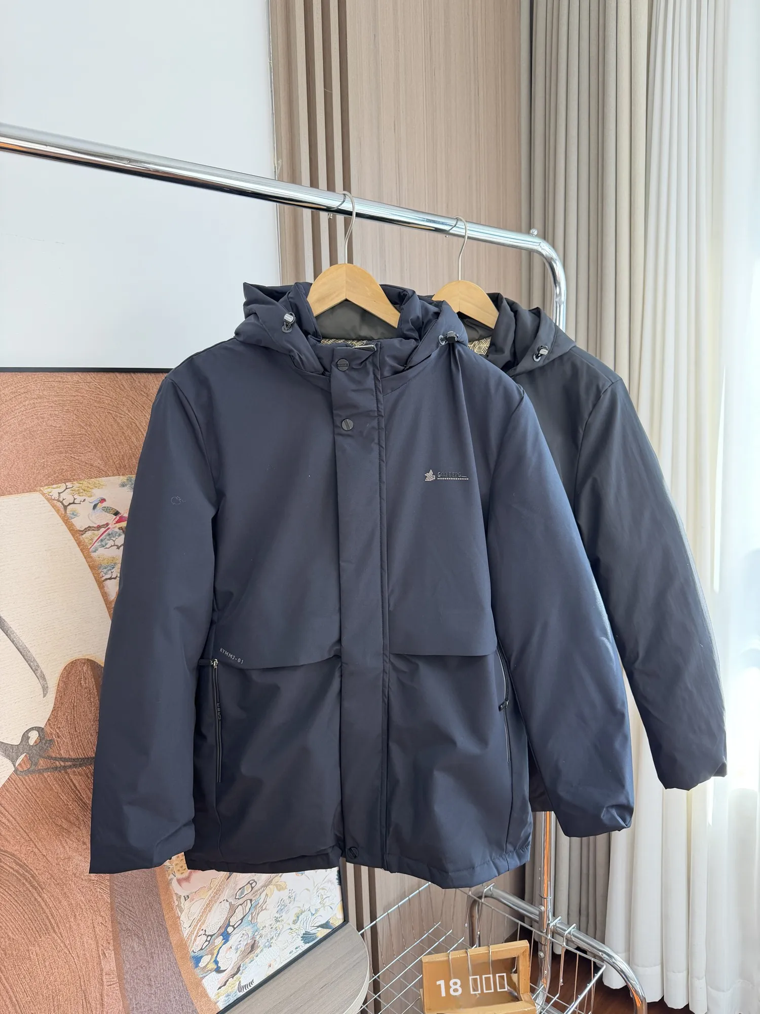 

Thiened Faux Mink Hooded Cotton Jaet Men's Winter Windproof Warmth Storage Faion Urban Sle Long Sve Zipper Pure Color