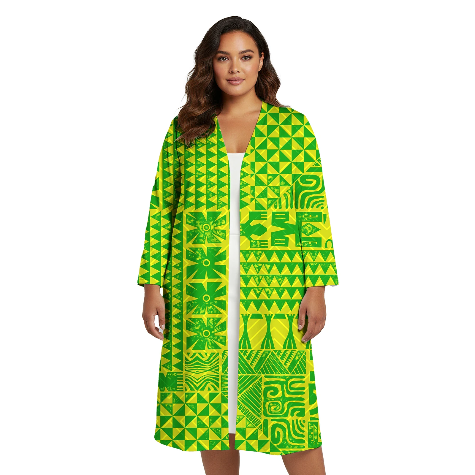 

Custom Long Cardigan Women Polynesian Tribal Samoan Hawaii Print Cardigan Kimono Cardigan for Beach Cover Female Outfits