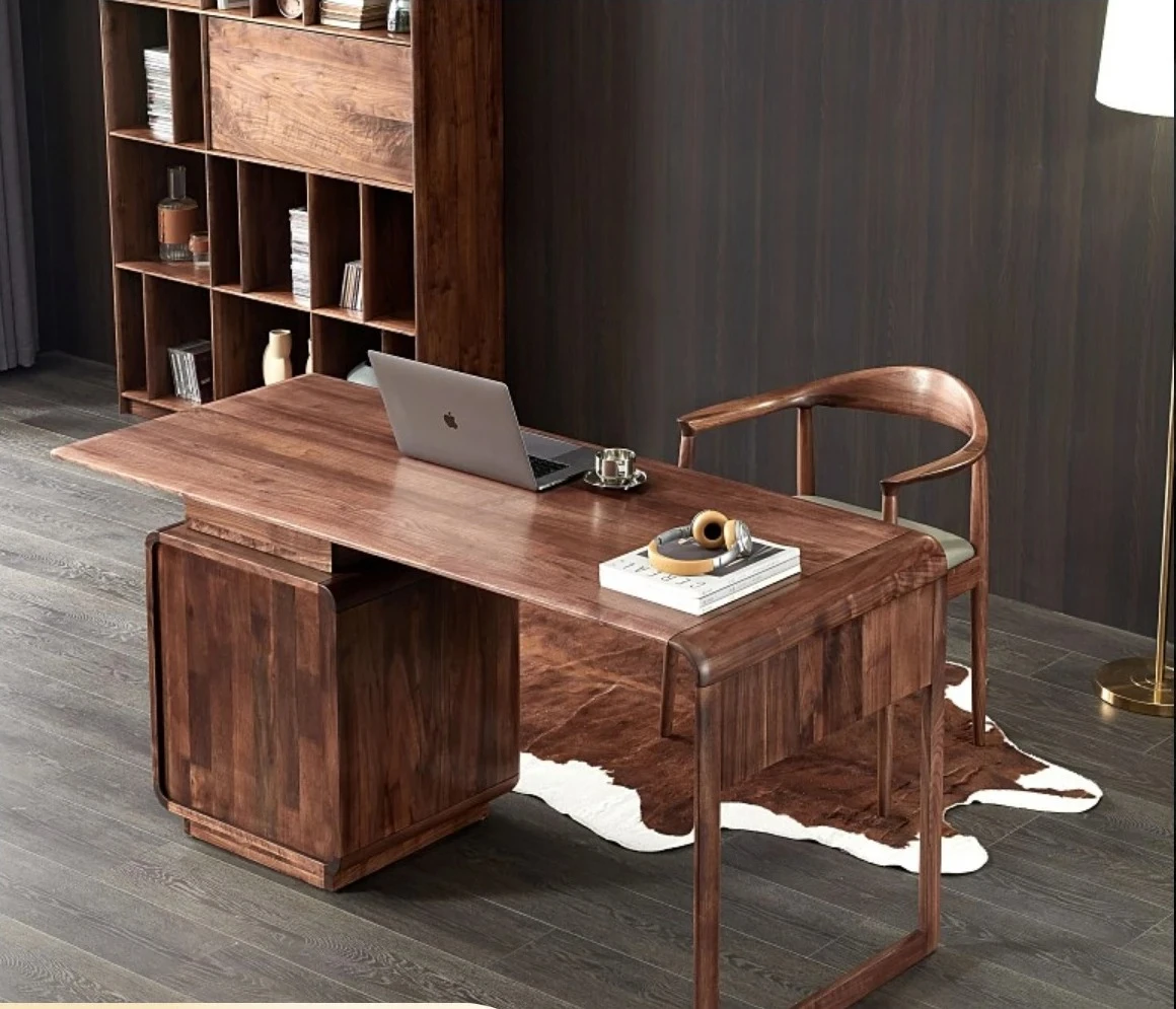 

North American Black Walnut Solid Wood Desk Modern Simple Home Computer Desk New Chinese Study Desk