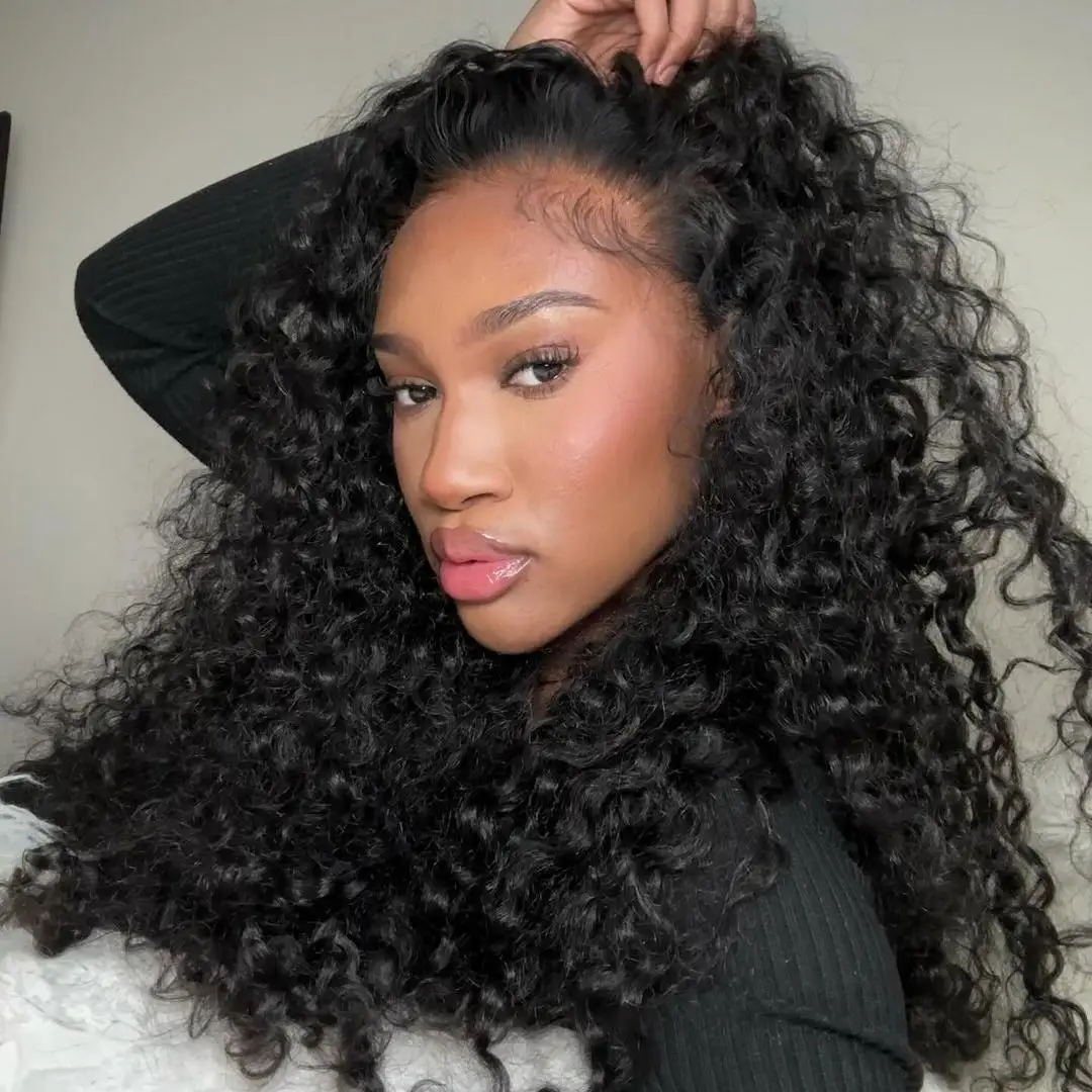 

Deep Wave Human Hair Wig 13x6 HD Lace Front Wig For Women 40 30 Inch Black Curly Wig Wet and Wavy Water Wave Preplucked Glueless