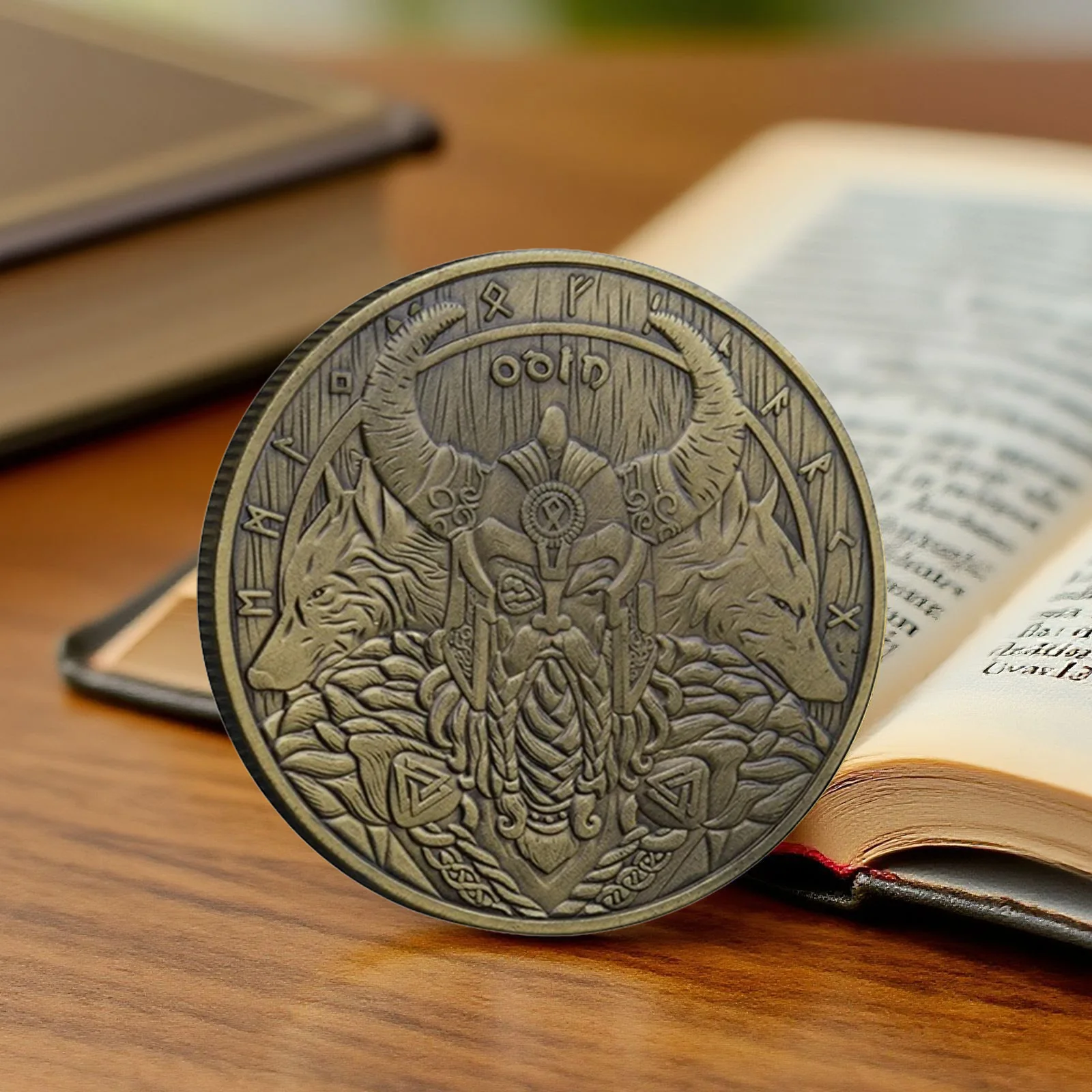 عملة تذكارية مطلية بالنحاس برمز الفايكنج، عملة نرويجية أودين قابلة للجمع لتزيين المنزل