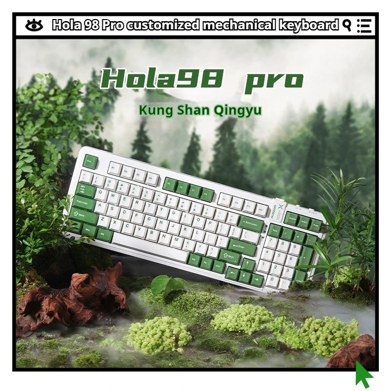 Hola98 Kongqingyu لوحة المفاتيح الميكانيكية ثلاثة أوضاع اتصال المحور الصامت التخصيص RGB مريح ASD حشية هيكل PCB