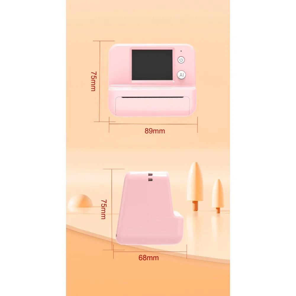 New AI Inkless Thermal Printer Magic Voice Educational Toy for Kids Portable Mini Photo Label Maker Gift for Students Home
