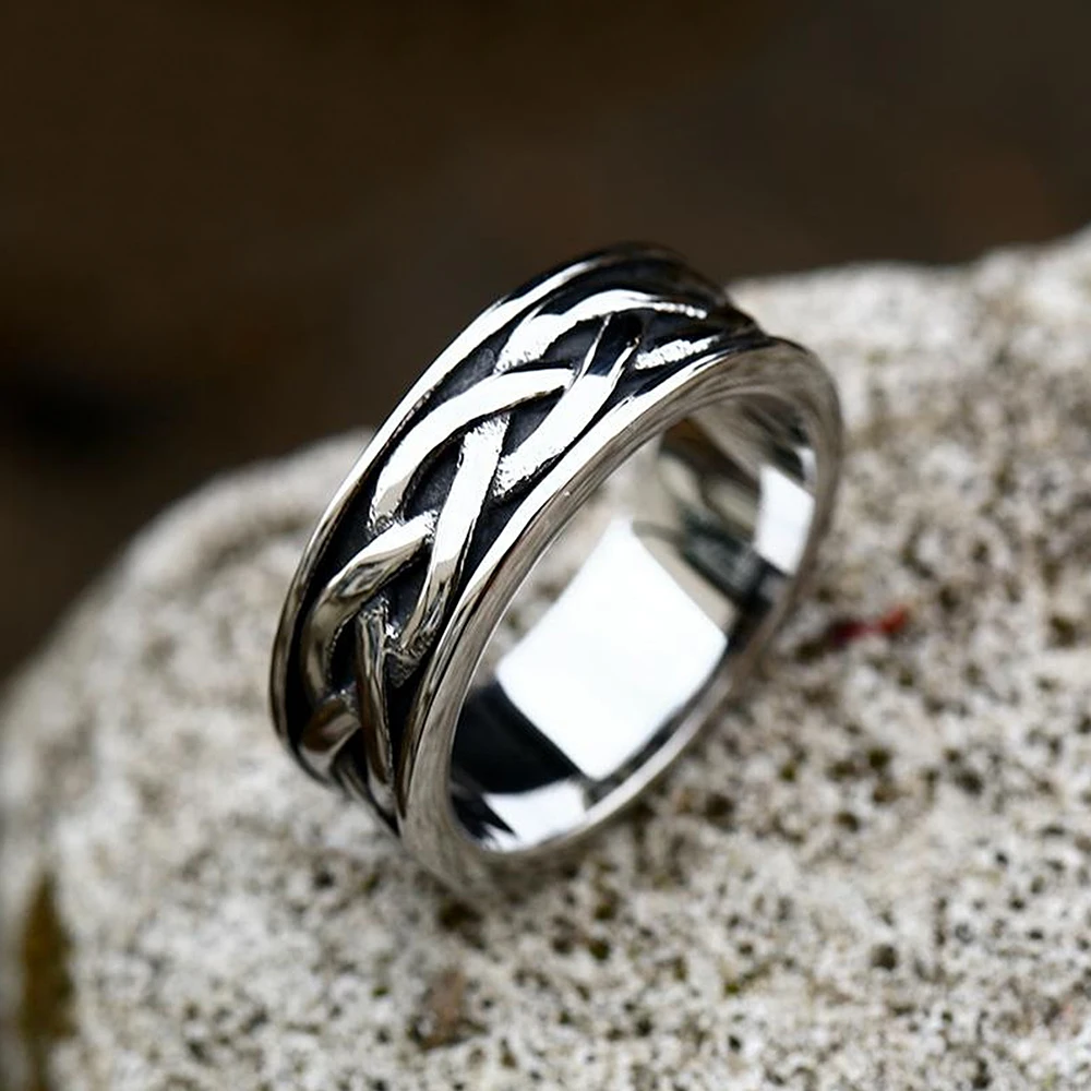 Punk Vintage Stainless Steel Celtic Knot Ring For Men Simple Valknut Ring Biker Fashion Amulet Jewelry Gifts Dropshipping