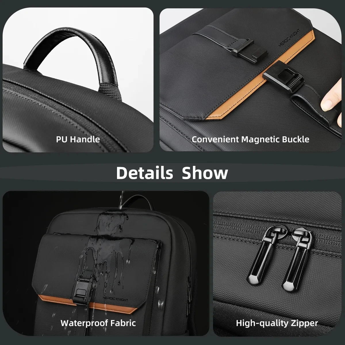 HK Fashion Men's Backpack Waterproof School Backpack 15.6" Laptop Bags Big Capacity Travel Backpack Casual Work Durable Rucksack