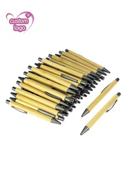 50pcs Customize Bamboo Ball Pen Logo Gift Pen Promotion Giveaway Smooth Writing ECO Nature Recycle Premium Wholesale Business