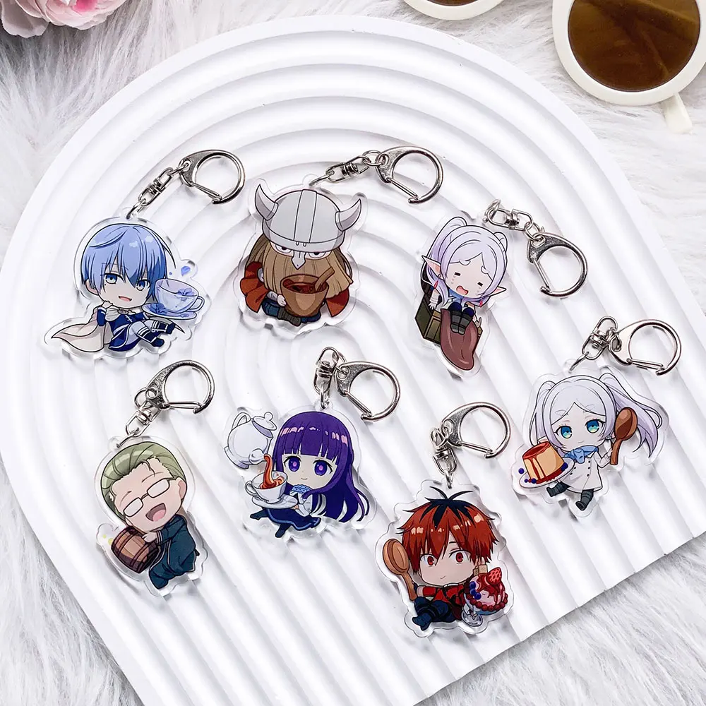 7Pcs Anime Frieren: Beyond Journey's End Acrylic Keychain Bag Charms Accessories Backpack Key Holder Keyring Fans Friends Gifts