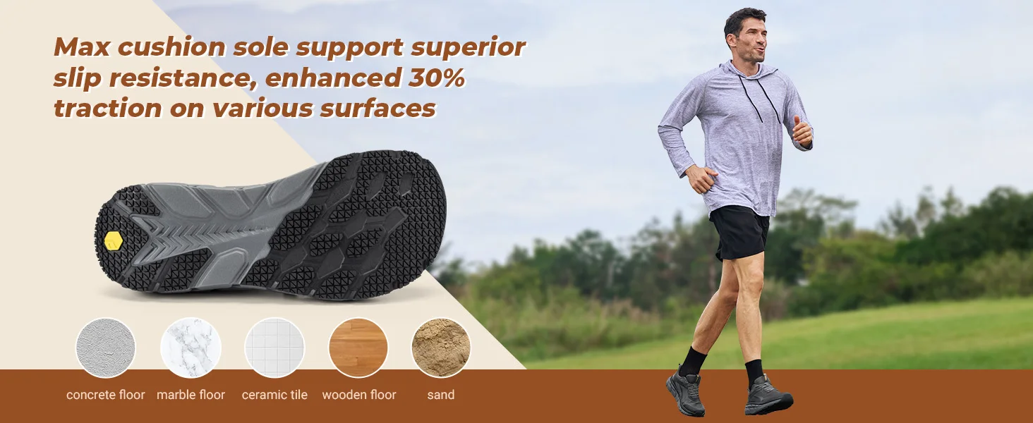 FitVille Box-Schuhe mit breiter Zehenpartie für Herren, gepolstert, gut extra breit, rutschfest, breit, leicht, atmungsaktiv, Laufschuhe – Detail 4