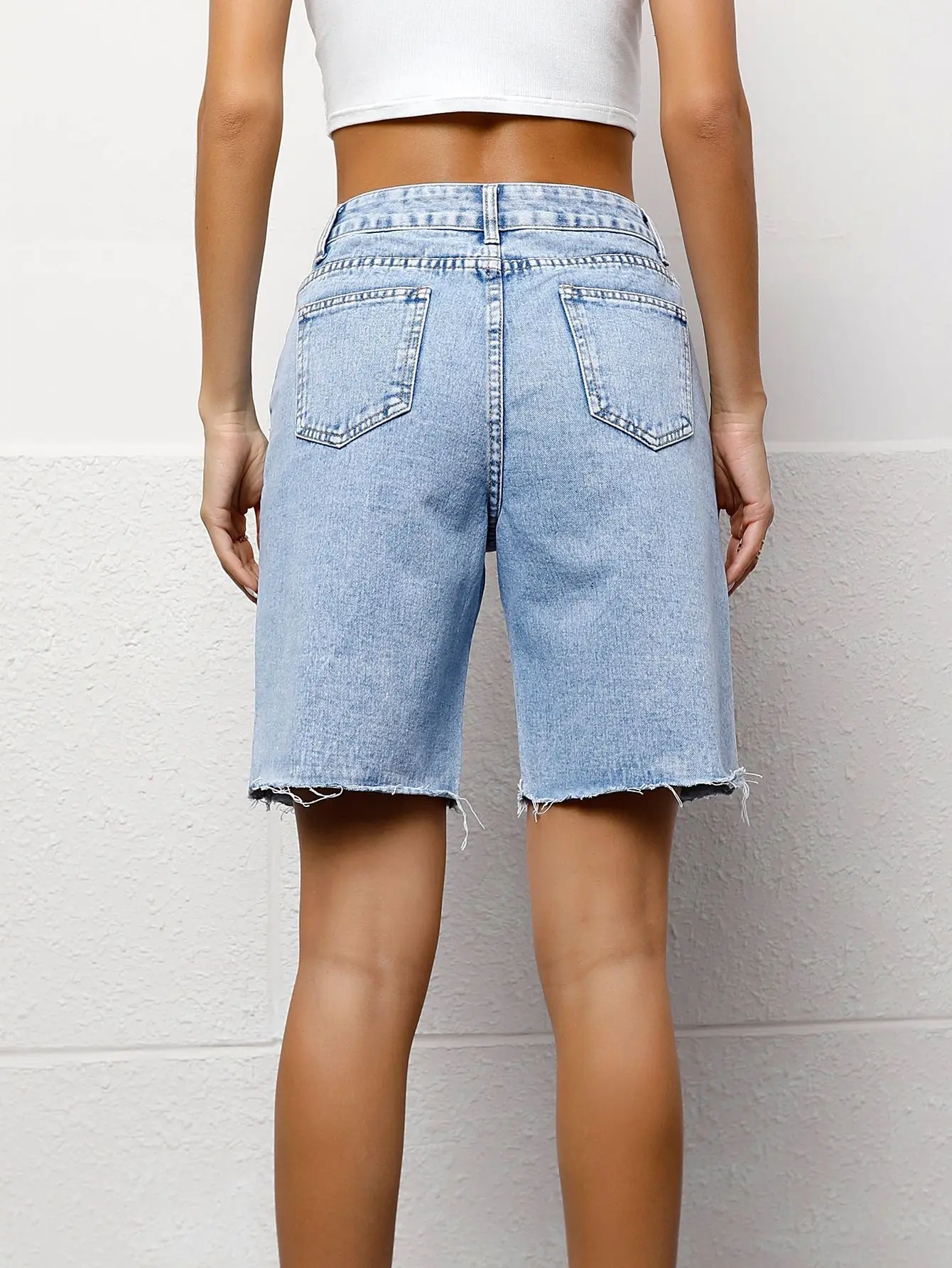 High Waist Denim Shorts Women Summer 2026 Casual Basic Short Jeans For Ladies Blue Slim Women's Summer Shorts Straight Leg